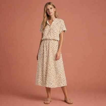 Midi summer dress with print for women | Selena