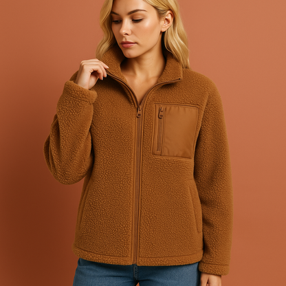 Warm teddy fleece jacket with zipper for women | Marit