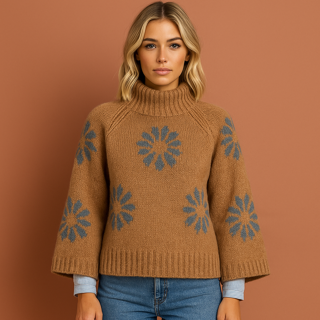 Knitted sweater with floral pattern for women with vintage look | Casa