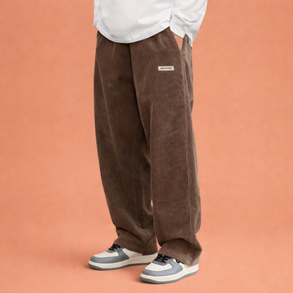Corduroy wide leg pants with elastic waist for men | Arvid