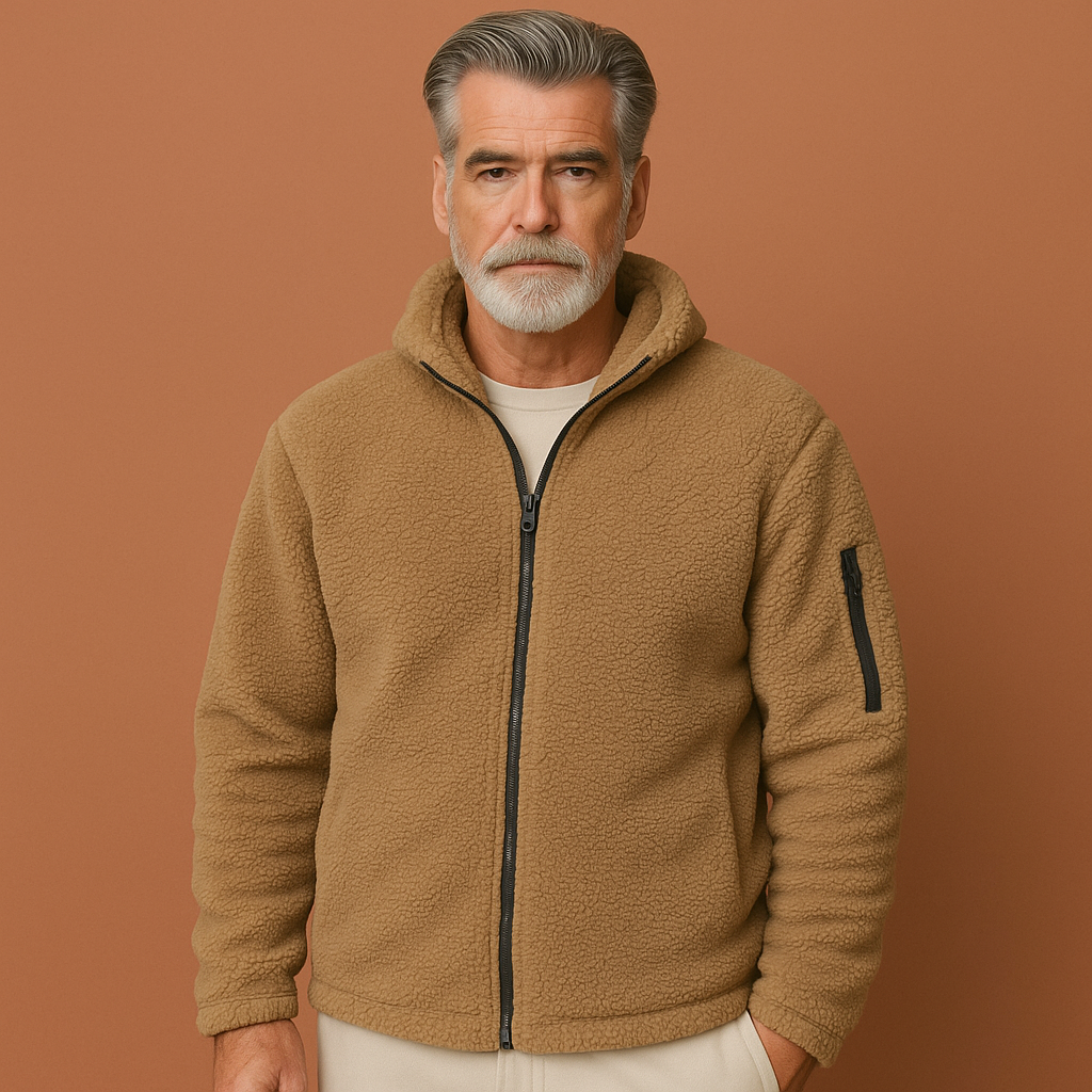Men's fleece jacket with hood for cold days | Bram