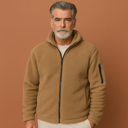 Men's fleece jacket with hood for cold days | Bram