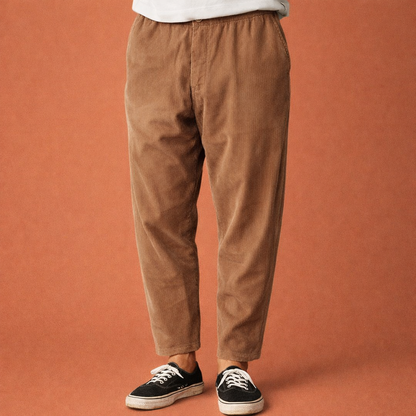 Vintage corduroy pants with cropped loose fit for men | Cornelis