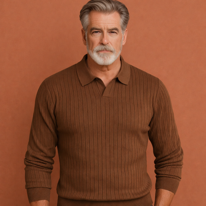 Warm polo sweater with collar for men | Haziel