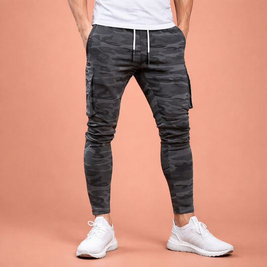 Slim fit jogging pants for men with ankle zippers and multiple pockets | Rens