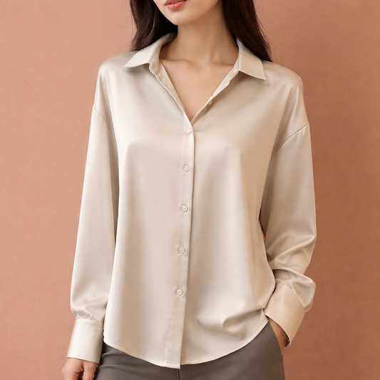 Elegant women's blouse with classic collar and button closure | Evelyne