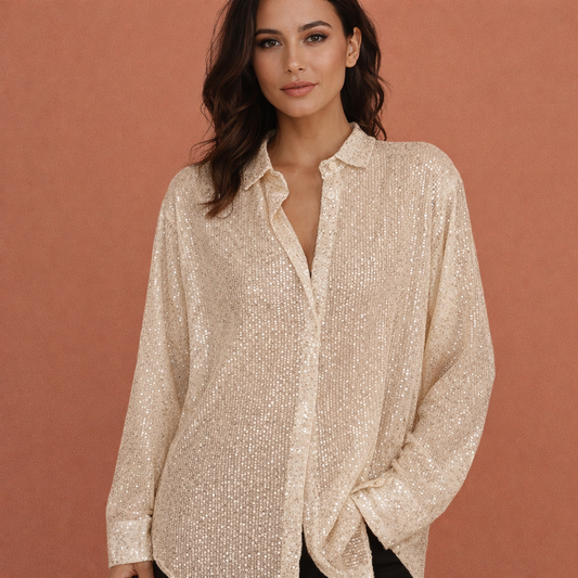 Oversized sequin blouse for women with elegant shine | Elenya