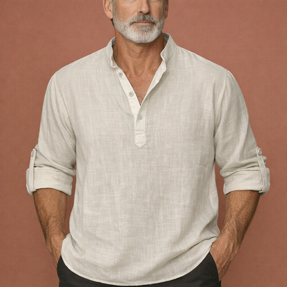 Casual men's Henley shirt with button closure | Tijn