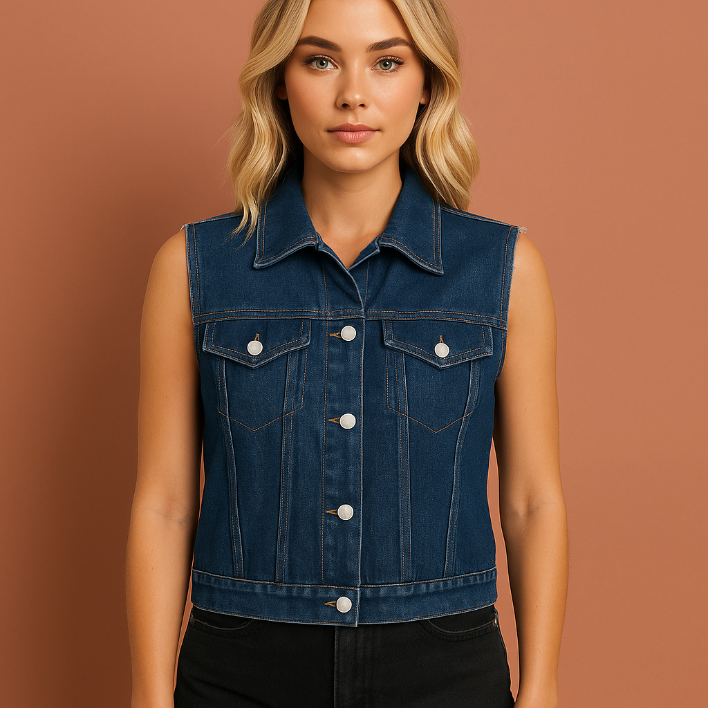 Sleeveless denim vest for women with pockets | Esmée