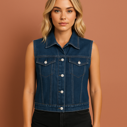 Sleeveless denim vest for women with pockets | Esmée
