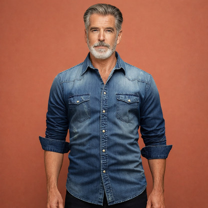 Vintage denim shirt for men with chest pockets | Koen