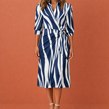 Maxi wrap dress with collar for women | Evelia