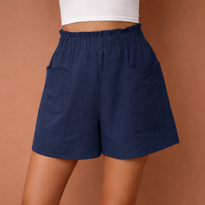 Casual linen shorts for women with elastic waist and pockets | Elira
