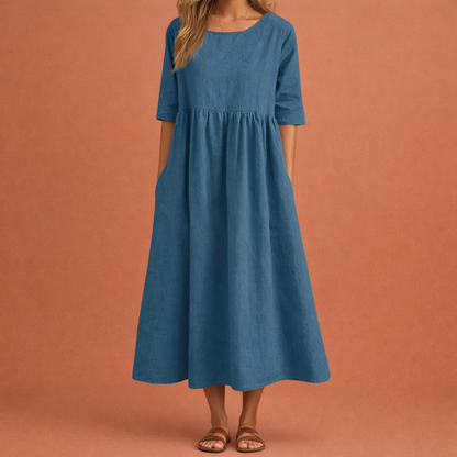 Lightweight Casual Maxi Spring Dress with Pockets for Women | Eva