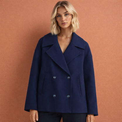 Elegant short coat with lapel collar for women | Bethney