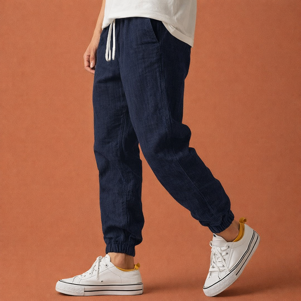 Men's tapered pants with elastic waistband and drawstring for everyday comfort | Gerard