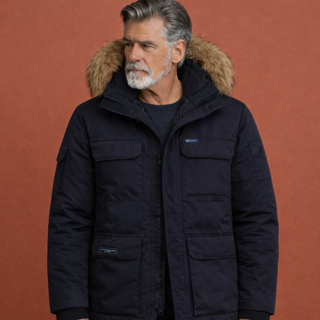 Warm parka with hood and zipper for men | Ewout