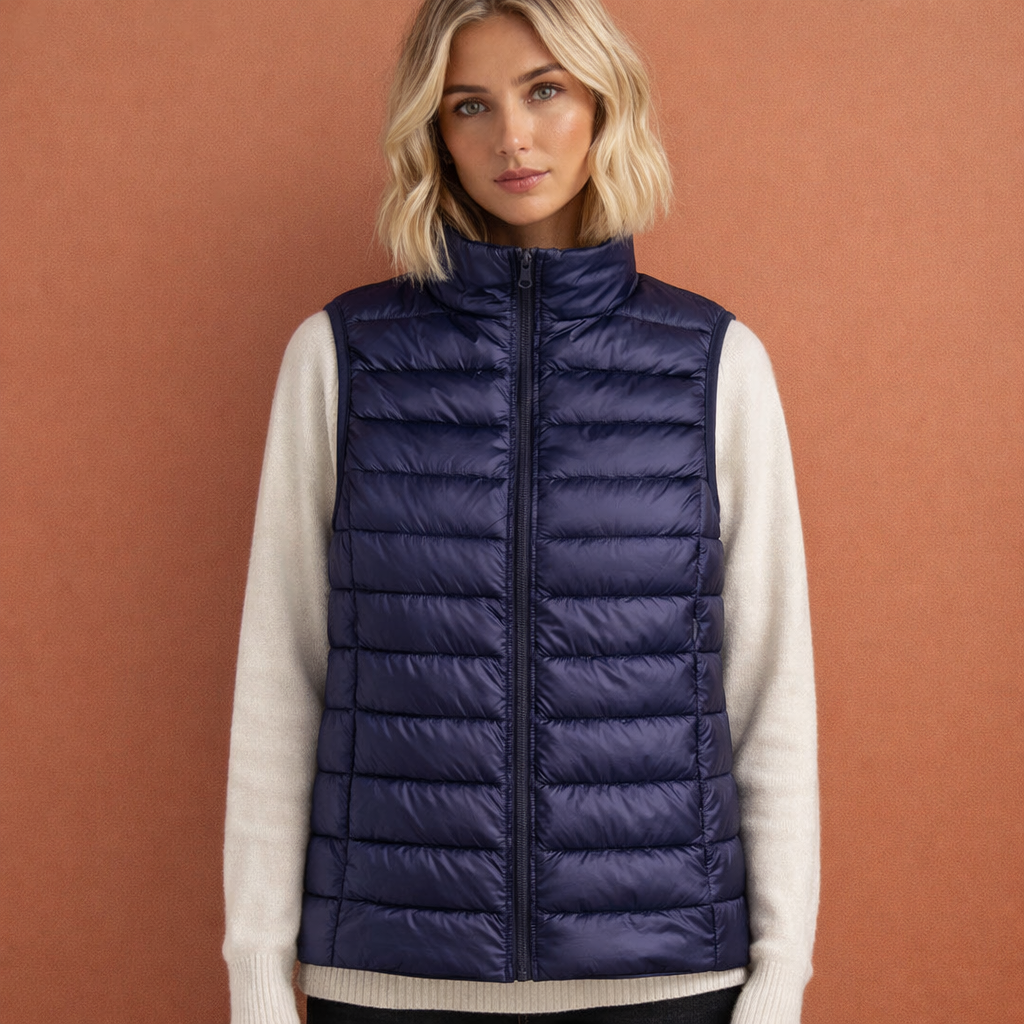 Warm sleeveless winter gilet for women with zipper | Iris