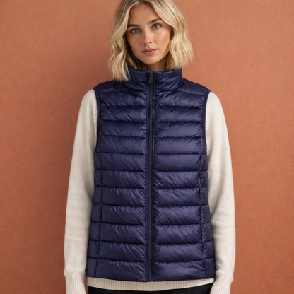 Warm sleeveless winter gilet for women with zipper | Iris