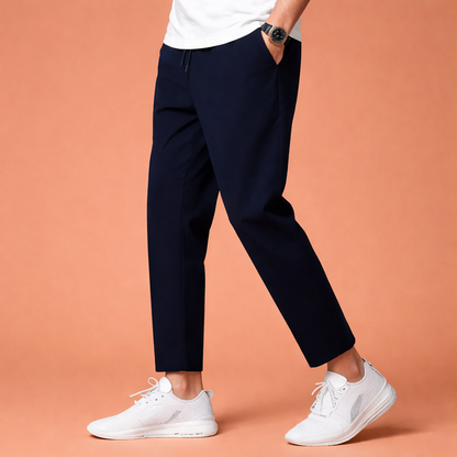 Slim-fit men's trousers with elastic waistband and side pockets for men | Daaniel