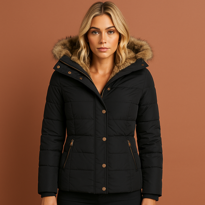 Warm lined winter coat with plush lining for women | Risa