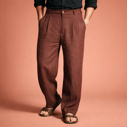 High-waisted wide-leg men's trousers with straight legs and pockets | Arno