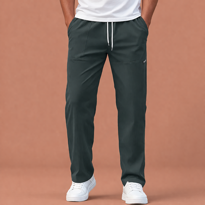 Straight men's trousers with elastic waist and drawstring for everyday comfort | Jelle