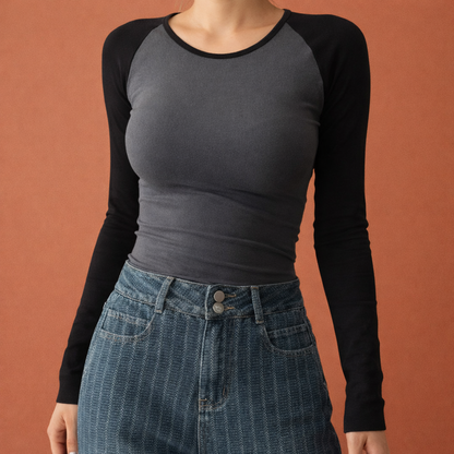 Sporty raglan t-shirt with long sleeves for women | Elena