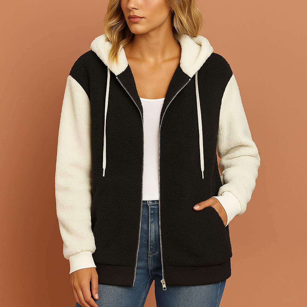 Extra warm teddy fleece zip hoodie for women | Mariska