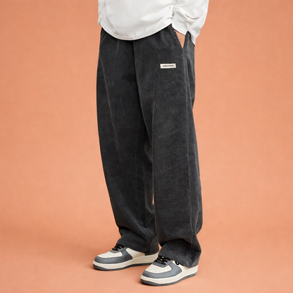 Corduroy wide leg pants with elastic waist for men | Arvid