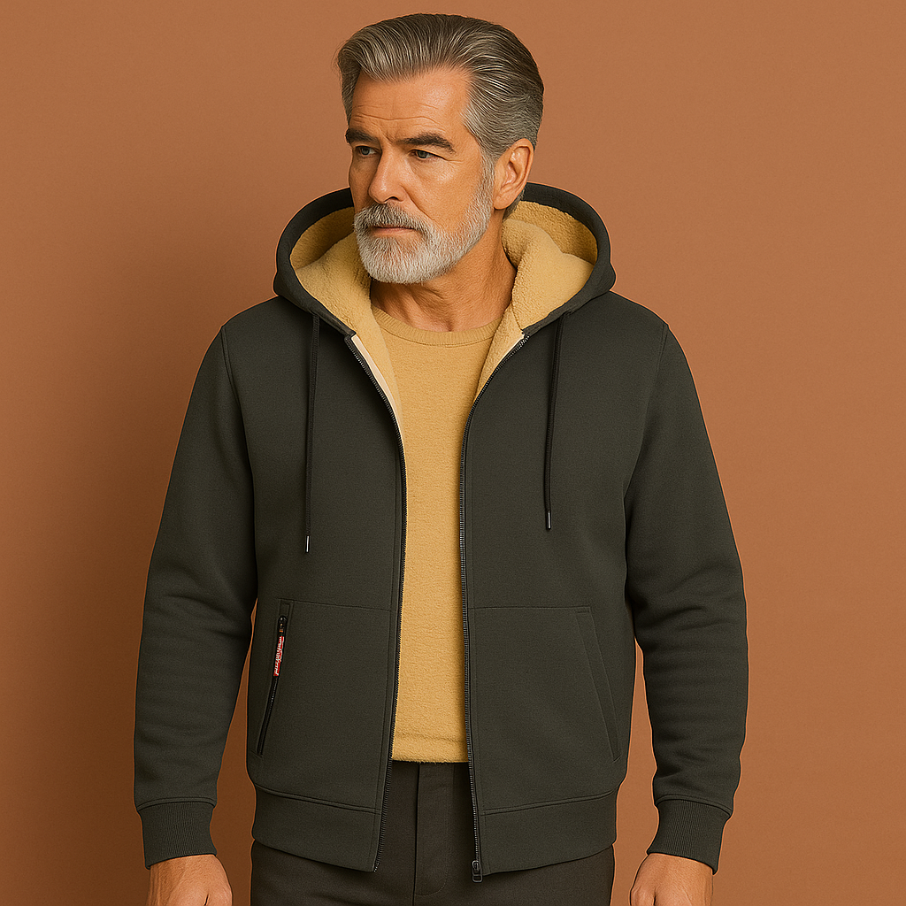 Warm fleece sweater with fur lining for men | Daan