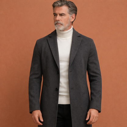 Long Classic Coat for Men with Notched Collar | Frits