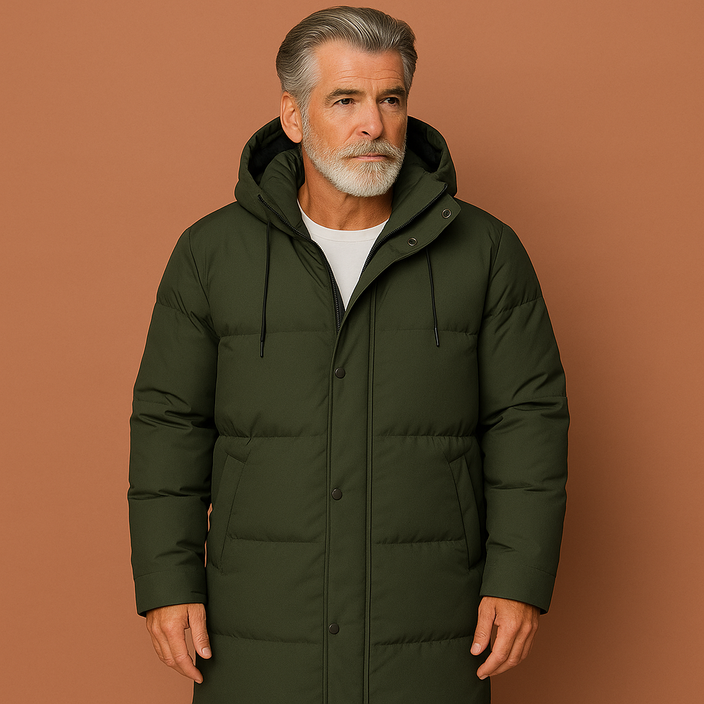Warm long winter coat with hood for men | Thijs