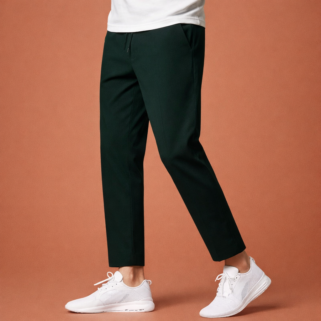 Slim-fit men's trousers with elastic waistband and side pockets for men | Daaniel