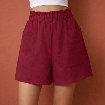 Casual linen shorts for women with elastic waist and pockets | Elira