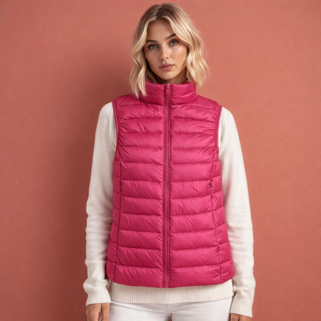 Warm sleeveless winter gilet for women with zipper | Iris