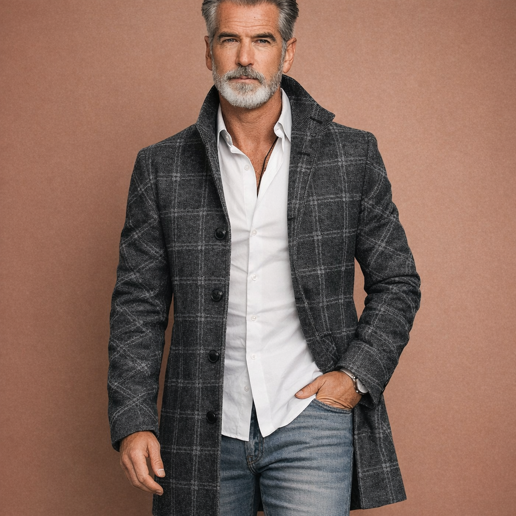 Windproof long coat for men for autumn and winter | Elbert