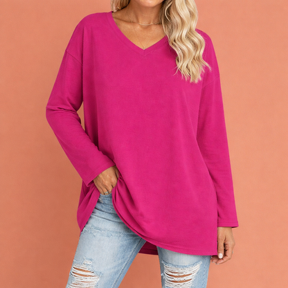 Long V-neck tunic for women with a loose fit | Ivara