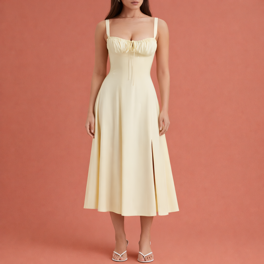 Floral Midi Dress with Split for Women | Mireille