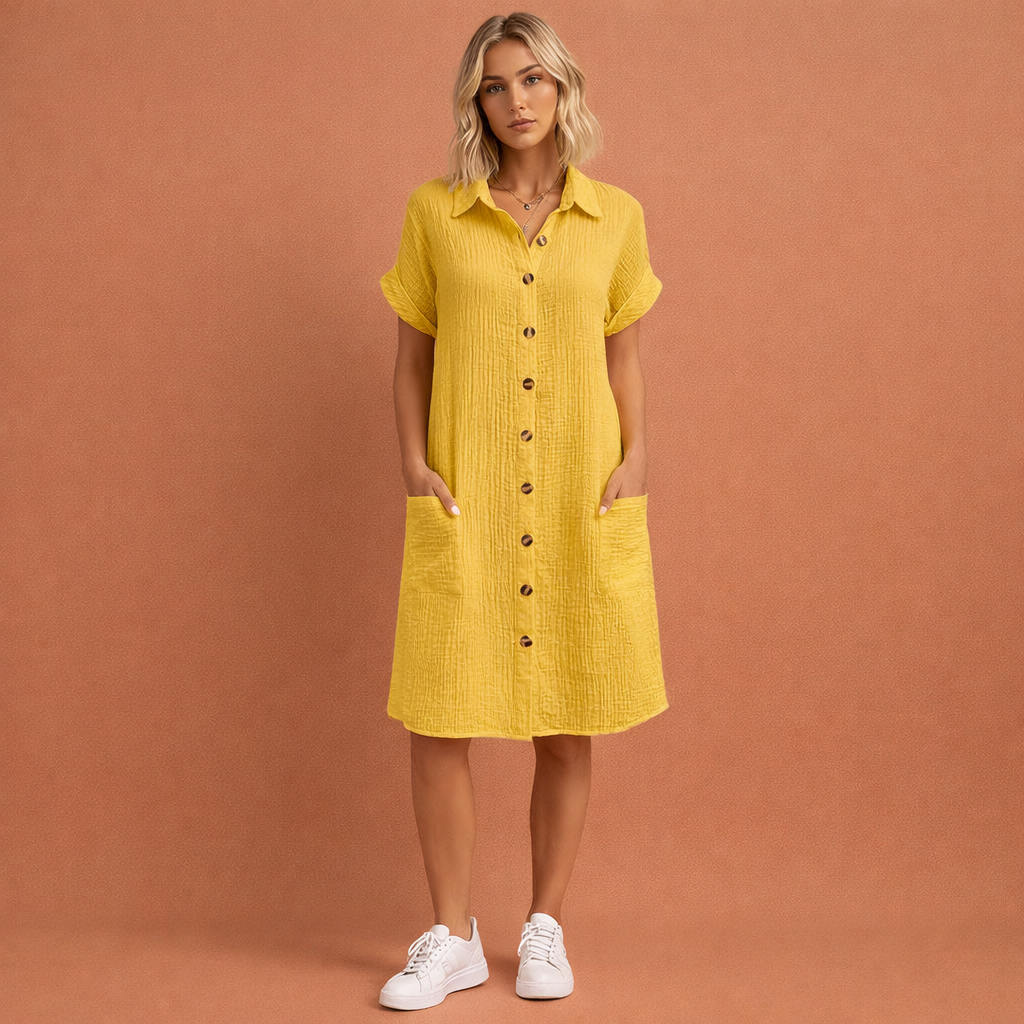 Casual shirt dress with button closure for women | Suzanne