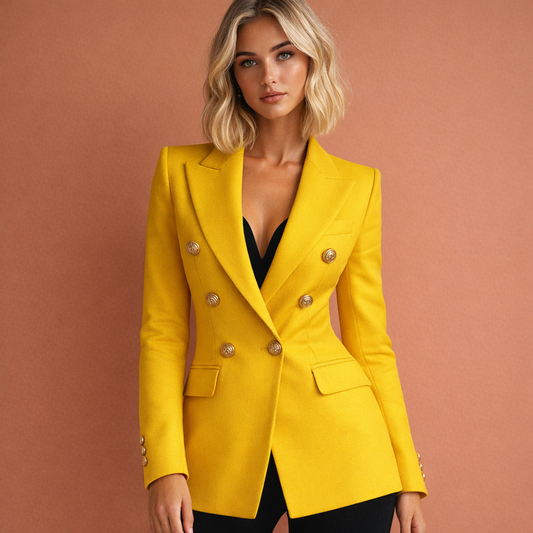 Tailored women's blazer with gold-colored buttons | Annemijn