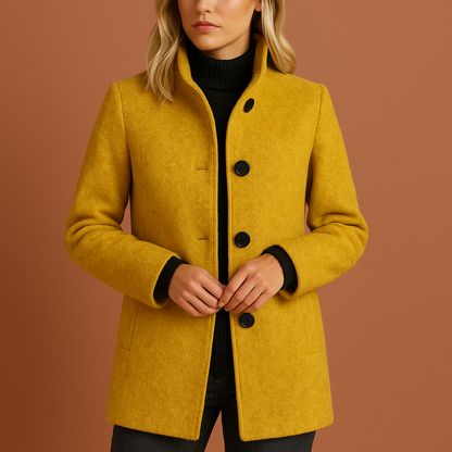Elegant long coat for women with buttons | Isabella