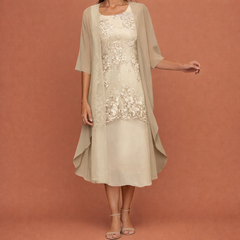 Maxi chiffon dress with smock details for women | Aurelie
