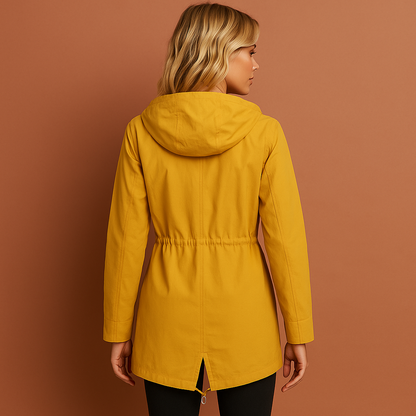 Long waterproof raincoat with hood for women | Luna