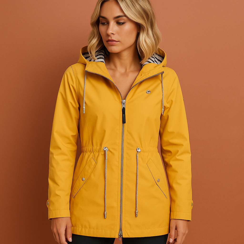 Long waterproof raincoat with hood for women | Luna