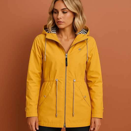 Long waterproof raincoat with hood for women | Luna