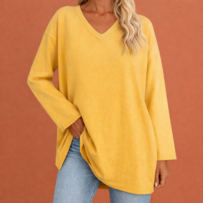 Long V-neck tunic for women with a loose fit | Ivara
