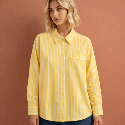 Striped oversized blouse for women with classic collar and loose fit | Nienke