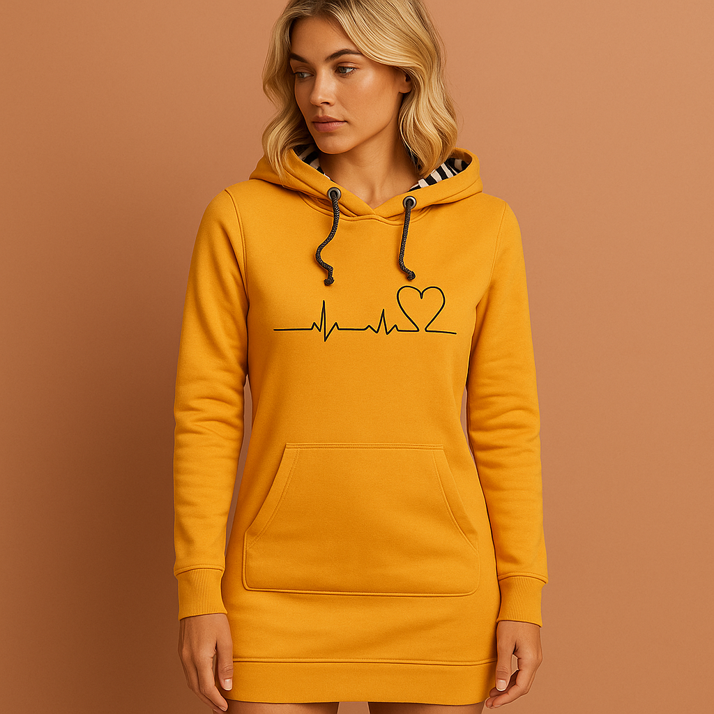 Warm hoodie dress with dog print for women | Carolien