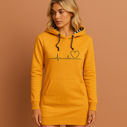 Warm hoodie dress with dog print for women | Carolien